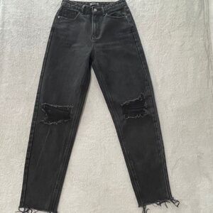 Black Denim High Waisted Distressed Jeans